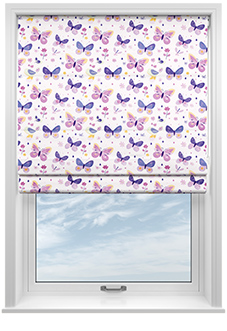 Butterfly Garden, Enchanting Purples - Twist&Fit Roman Blind